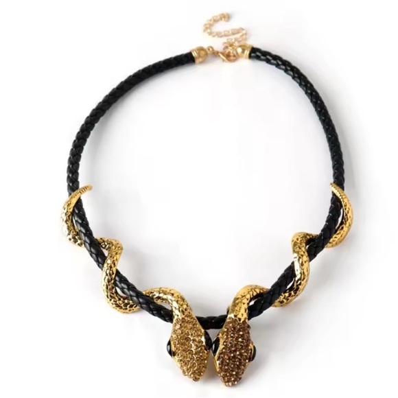 Anthropologie Jewelry - Serpenti Snake Gold Black Necklace